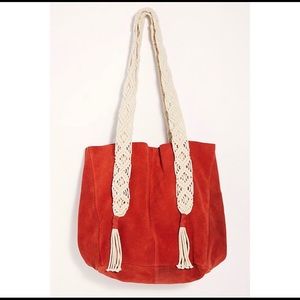 FP Slouchy Suede tote with Macrame straps